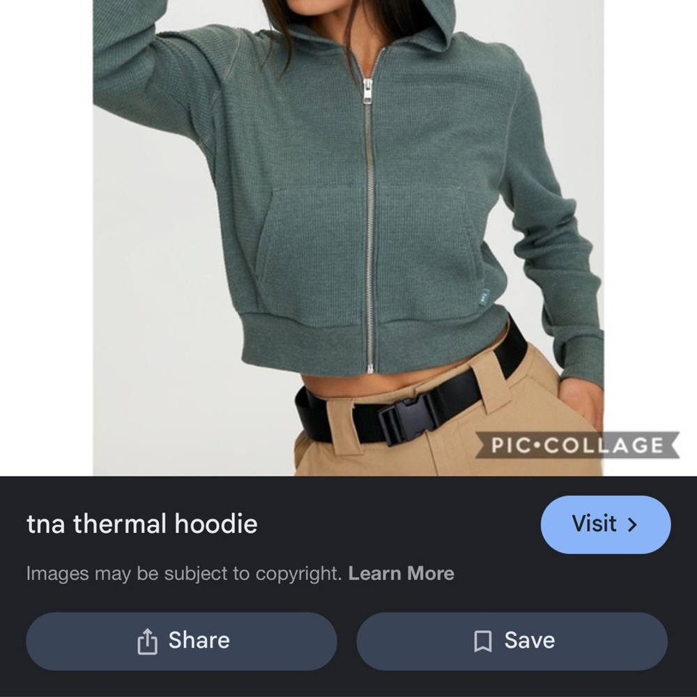 TNA Green Cropped Fitted Hoodie
